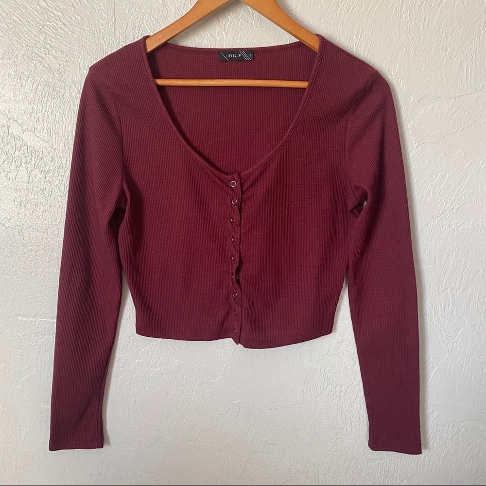 Levelup waffle Long-sleeve crop-top